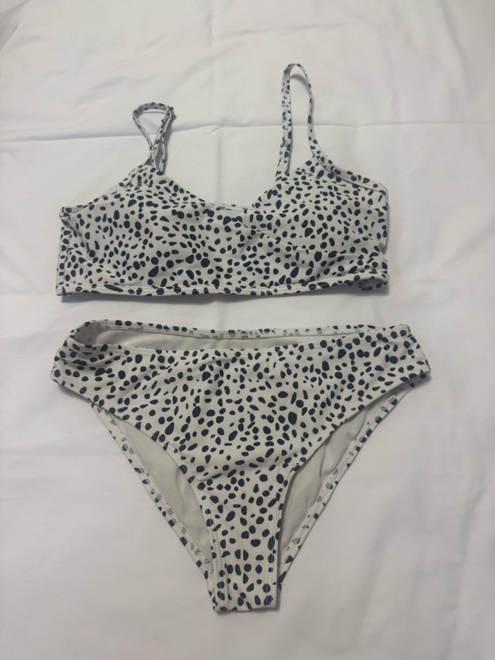 Women’s Size S Polka Dot Two-Piece Bikini Set - Black on White, great condition